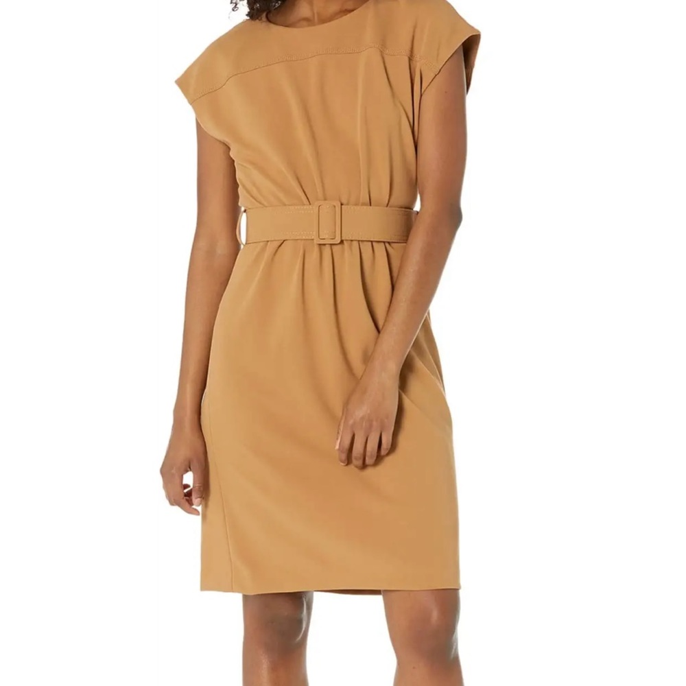 Calvin Klein Short Sleeve Belted Sheath Dress Size 2